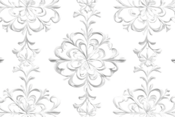 White Ornamental Floral Design on Black Background