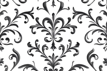 Obraz premium Black and White Floral Damask Pattern