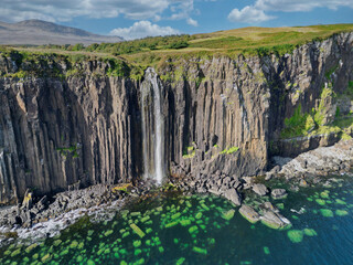 View on Kilt Rock and Kilt Rock Waterfall, Isle of Skye, Scotland