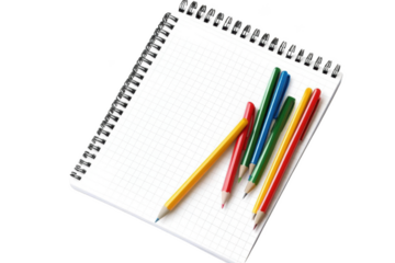 Blank Grid Notebook With Colorful Pencils