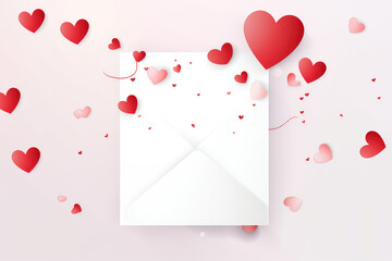 Valentine's Love Letter with Scattered Hearts Background