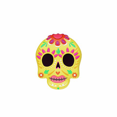 Cute cartoon character of Skull on Dia De Los Muertos. 3d render.