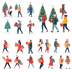 Diverse People Enjoying Festive Christmas Shopping Spree