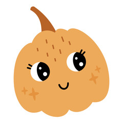 Cartoon fall pumpkin clipart. Cute Halloweet pumpkin, isolated seasonal object. Vector illustration