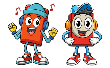cartoon character mascot music for vector illustration