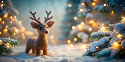 Christmas Reindeer Snow Background, Festive Backdrop with Soft Lighting and Winter Magic for Graphic Design and Posters
