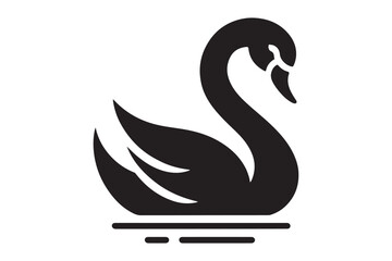 Simple Black Swan Silhouette Vector Art
