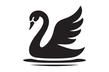Minimalist Black Swan Bird Silhouette Vector Design