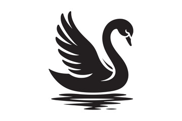Black Swan Vector Illustration in Silhouette Style
