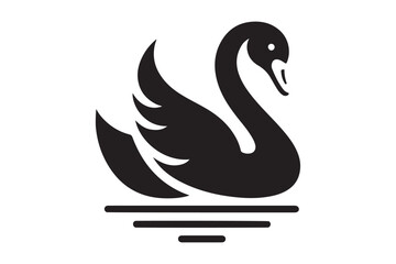 Graceful Black Swan Bird Vector Silhouette Design