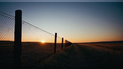 Fototapeta premium Sturdy fence graphic, great for property boundaries, construction mockups, and home improvement concepts