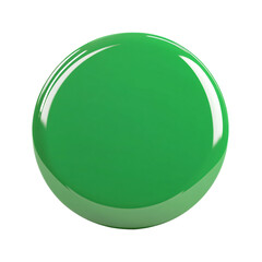 3D Render of a Blank Green Badge Button Icon for Customization, Stylish 3D Render of a Green Button Badge Icon, 3D Render of a Blank Green Badge for User Interface Design.