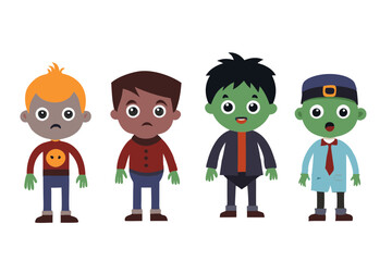 Naklejka premium Kid dressed as zombie For HALLOWEEN