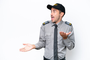 Young safeguard man over isolated white background with surprise facial expression