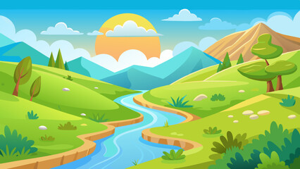 landscape with mountains and blue sky vector illustration 