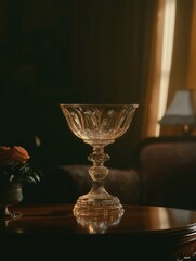 Glass Bowl on Wooden Table