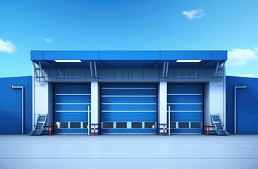 Fototapeta premium Modern Warehouse Exterior with Multiple Loading Docks