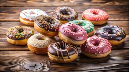 donuts with wooden table