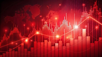 Red abstract trading background with downward graph lines, representing market decline and stock loss.