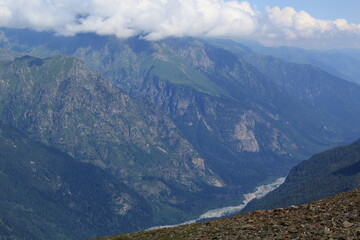 Fototapeta premium The North Caucasus Mountains near the village of Dombay in midsummer