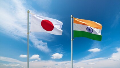 日本の国旗とインドの国旗(Japan flag & India flag.)
