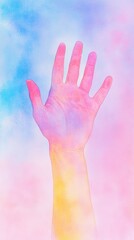Student Raising Hand in Colorful Watercolor Style