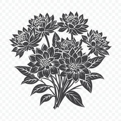 Floral Bunch with Sedum Silhouette Vector Illustration Featuring Detailed Botanical Elements