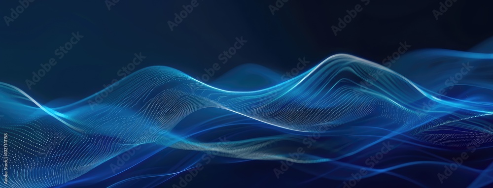 Wall mural Abstract Blue Digital Wave on Dark Background