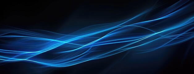 Abstract Blue Light Waves on Dark Background