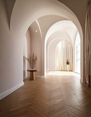 Fototapeta premium Minimal bright gothic interior architecture entrances Style with grand arches.