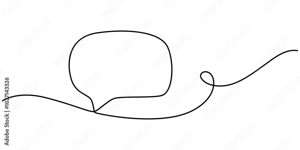 Poster speech bubble single line icon, speech bubble shape continuous one line drawing of isolated outline 