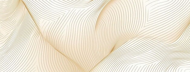 Abstract Golden Wavy Lines on White Background