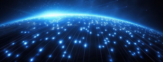 Abstract Blue Digital Network Lines Background