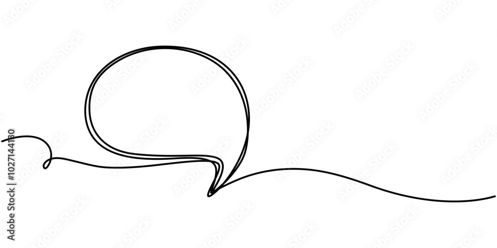 Poster speech bubble single line icon, speech bubble shape continuous one line drawing of isolated outline 