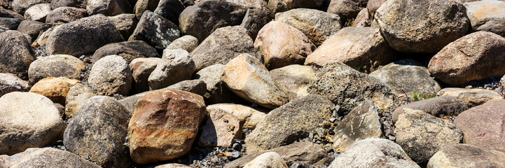 Panoramic image. Large boulders as background