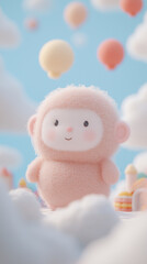 The little monkey eating cookies