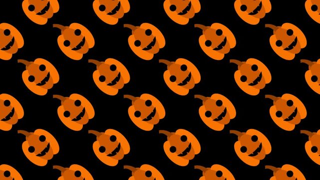 Loop Background. Cartoon halloween pumpkins , pumpkins spooky spirit and mysterious pumpkins. 4K video footage 