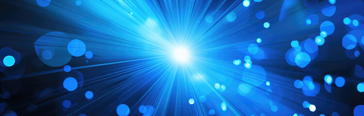 Fototapeta premium Abstract Blue Light Rays and Bokeh Effect Background