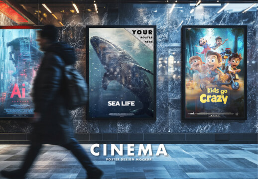 cinema interior movie poster mockup, generative ai background image