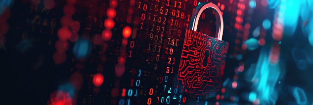 Digital Data Protection with Red Padlock Illustration