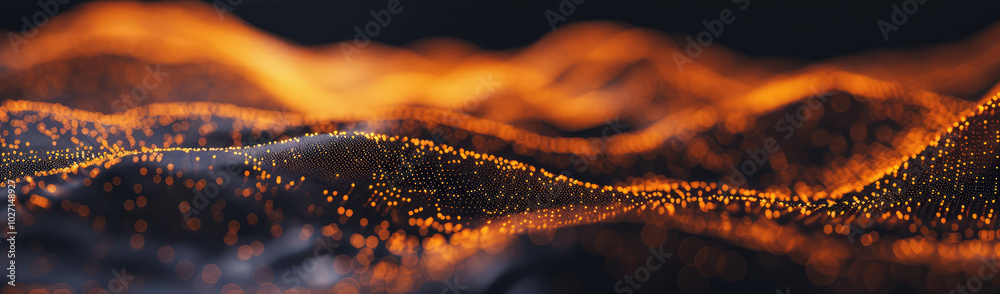 Poster Abstract Golden Particle Waves on Dark Background