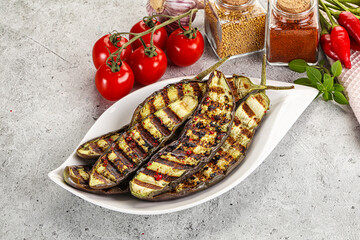 Grilled tasty ripe eggplant slice