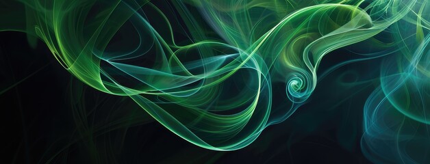 Obraz premium Green and Blue Smoke Swirls on Dark Background