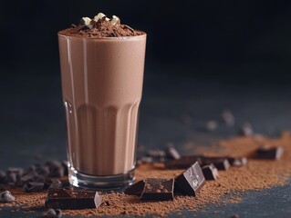 Chocolate milkshake with chocolate chunks