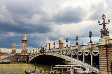 Pont Alexandre III over the Seine river in Paris, France