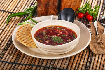 Russian cabbage and beetroot soup Borsch