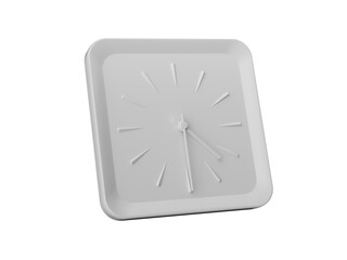 3d Simple White Square Wall Clock 4:30 Four Thirty Half Past 4 Grey Background, 3d illustration
