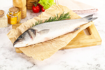 Raw seabass fish for cooking
