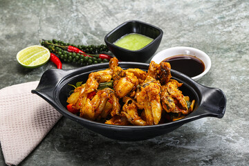 Vietnamese cuisine - fried frog with vegetables