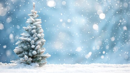 Obraz premium Snow-Covered Christmas Tree in Winter Wonderland